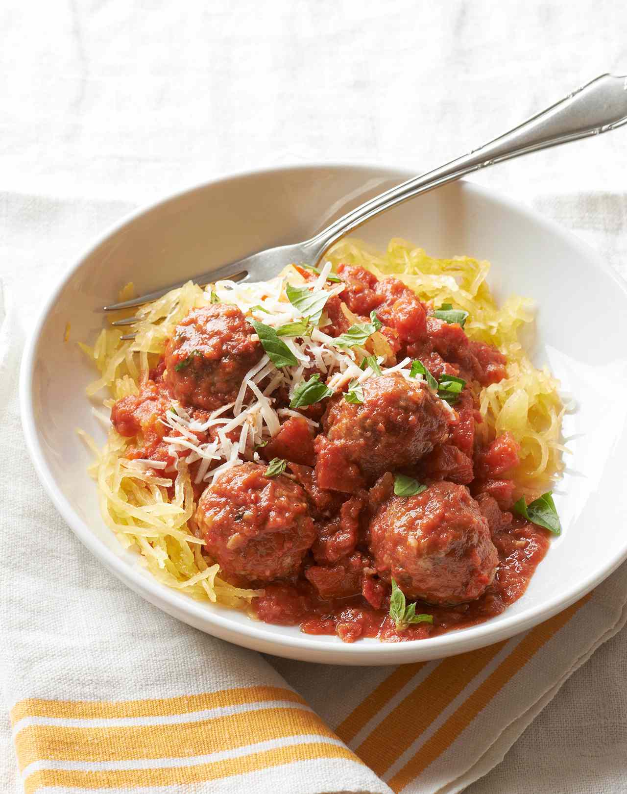 Roasted Spaghetti Squash with Meatballs