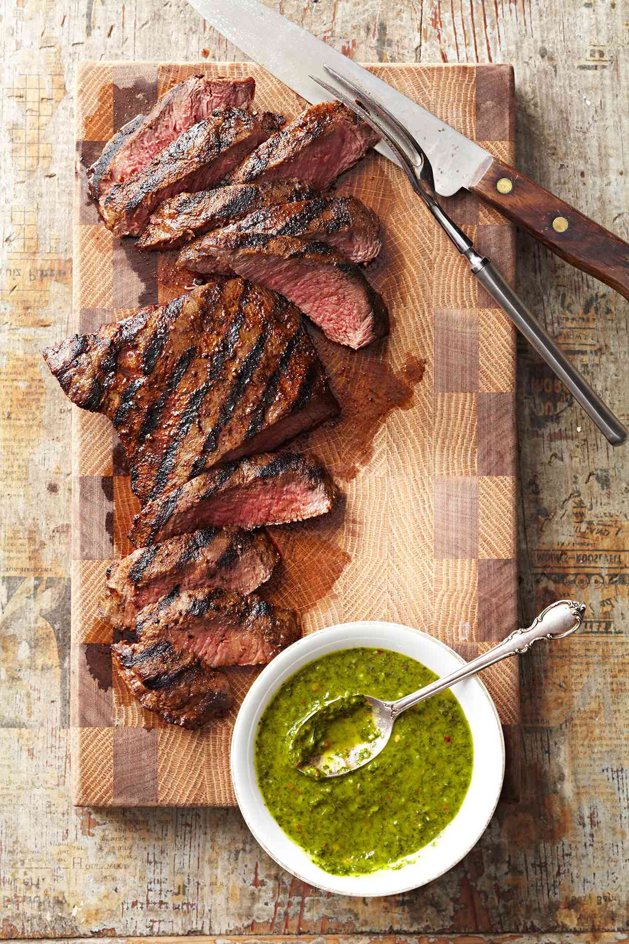 Grilled Flat Iron Steaks with Chimichurri 