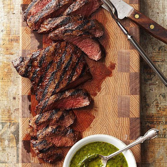 Grilled Flat Iron Steaks with Chimichurri