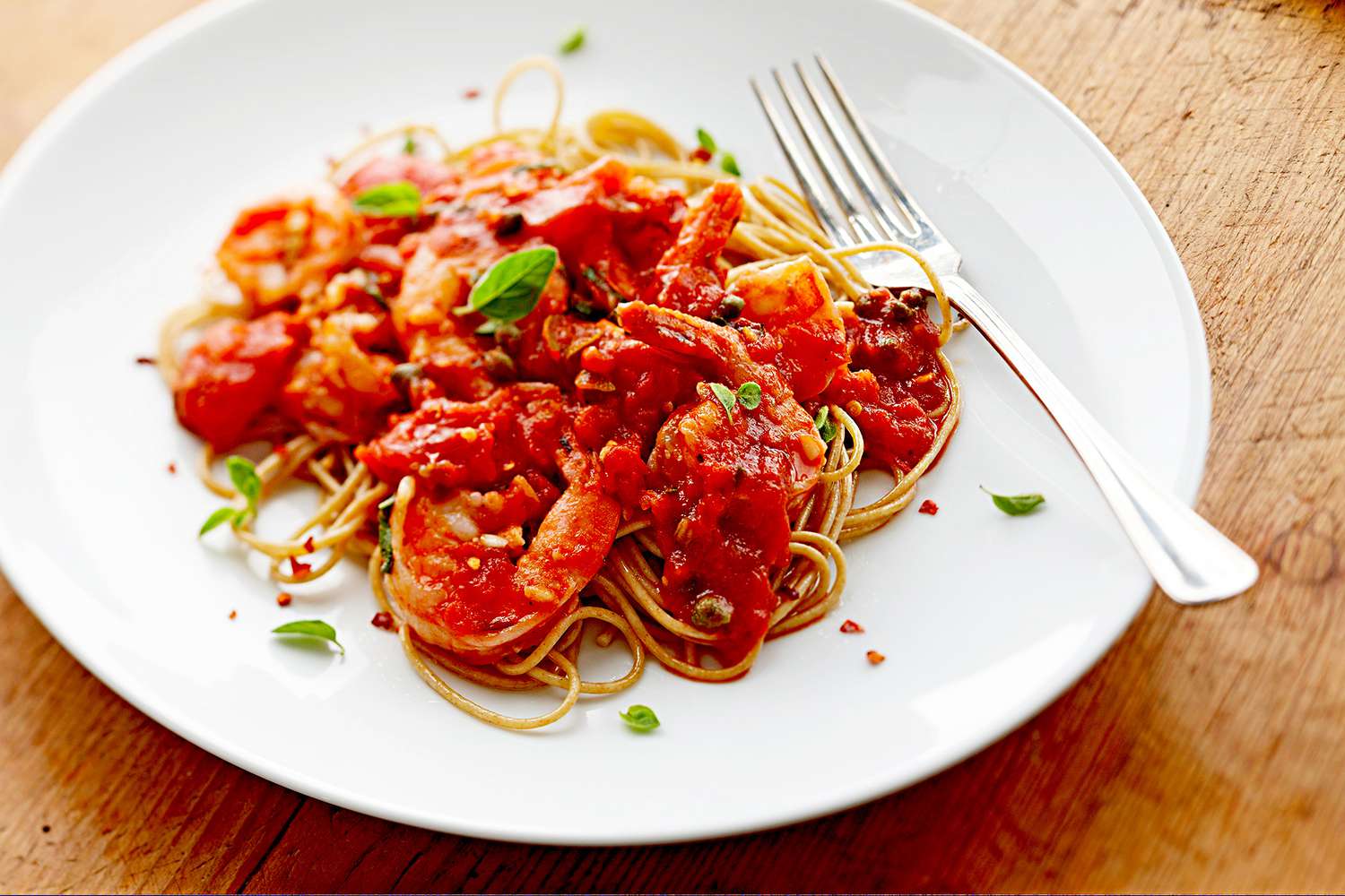 Spaghetti with Tomatoes & Shrimp 