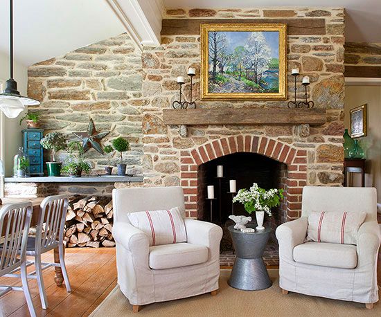 Cottage Fireplace Better Homes Gardens