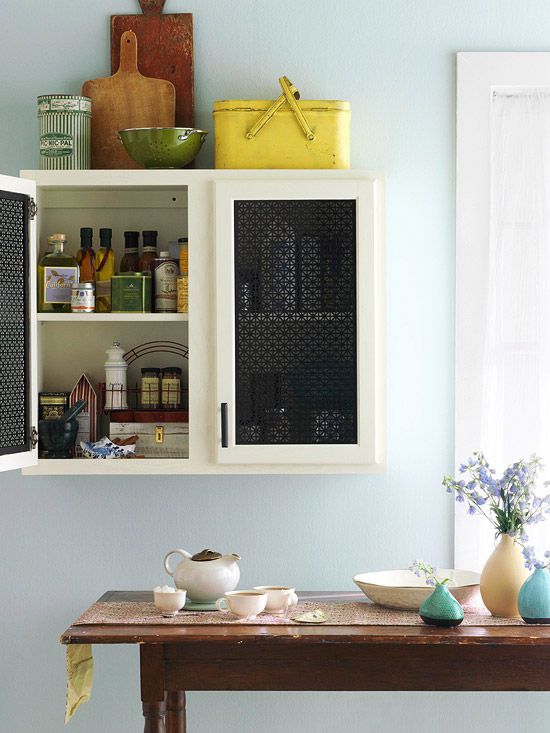 Kitchen Cabinet Makeover Metal Inserts Better Homes Gardens