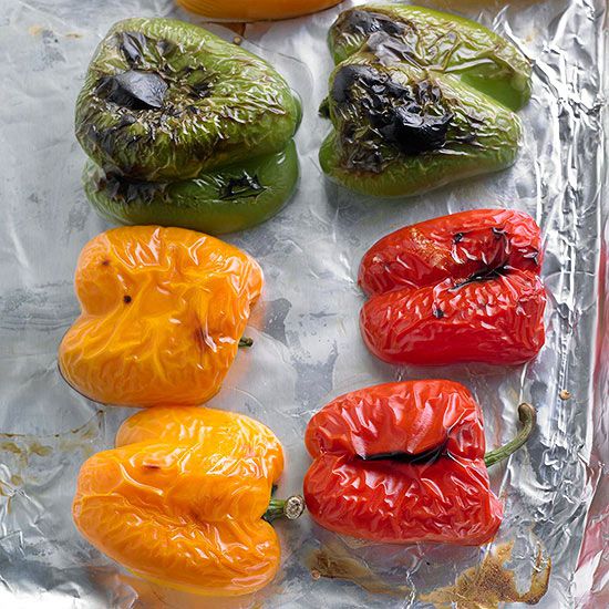 Roasting sweet peppers