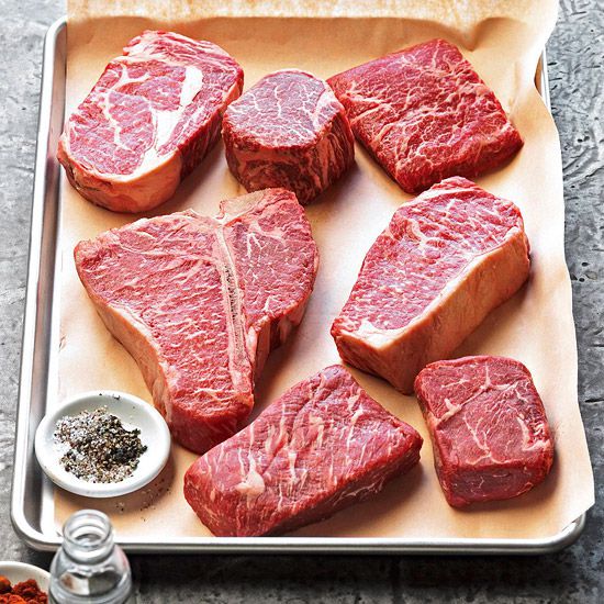Assorted steak cuts ready to season
