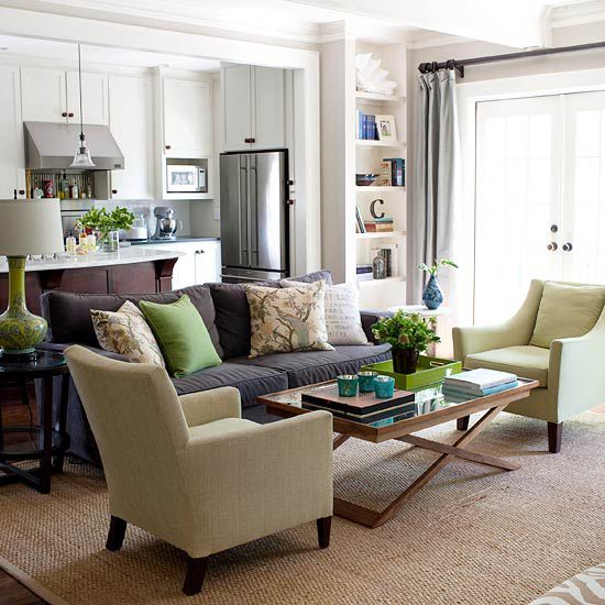 Green and brown living room