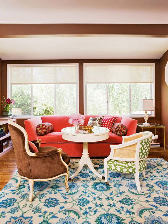 Eclectic Color Scheme: Brown + Coral + China Blue