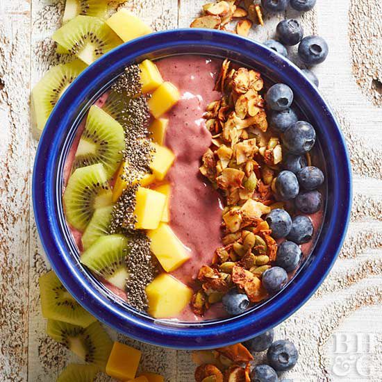 Ginger-Acai Bowls with Almond-Pepita Clusters