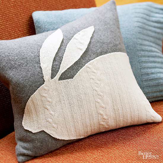 felted bunny pillow