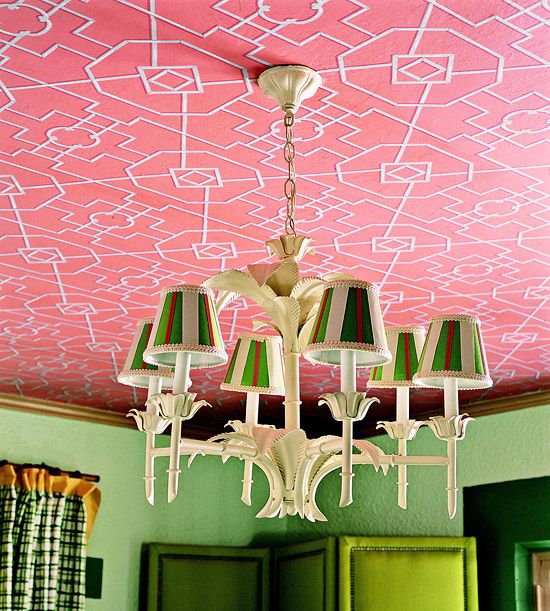 wallpapered ceiling