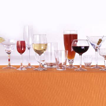 BargStyle04_Assortment Of Drinking Glasses On Orange Cloth