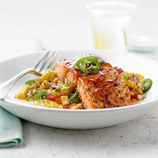 Barbecued Salmon with Corn Relish