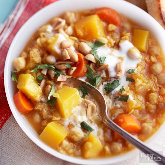 Pumpkin, Chickpea, and Red Lentil Stew
