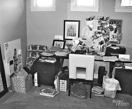 Before: Cluttered Home Office
