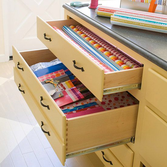 Store Gift Wrapping Supplies in Drawers