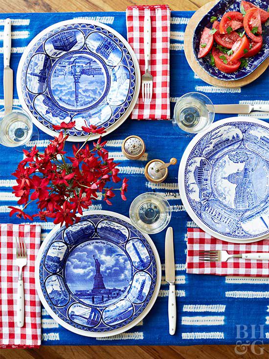Red, White, and Blue Table Setting
