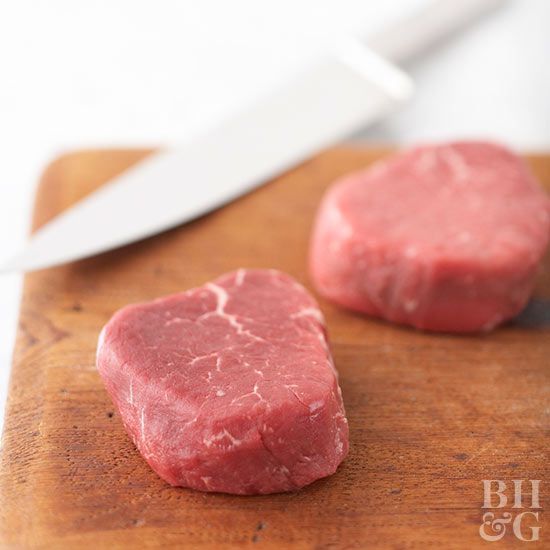 Beef Tenderloin Steak (also known as filet mignon) raw