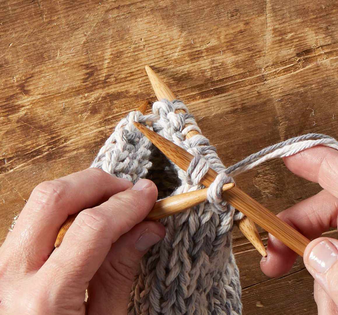 knit dog toy close up in progress round edge