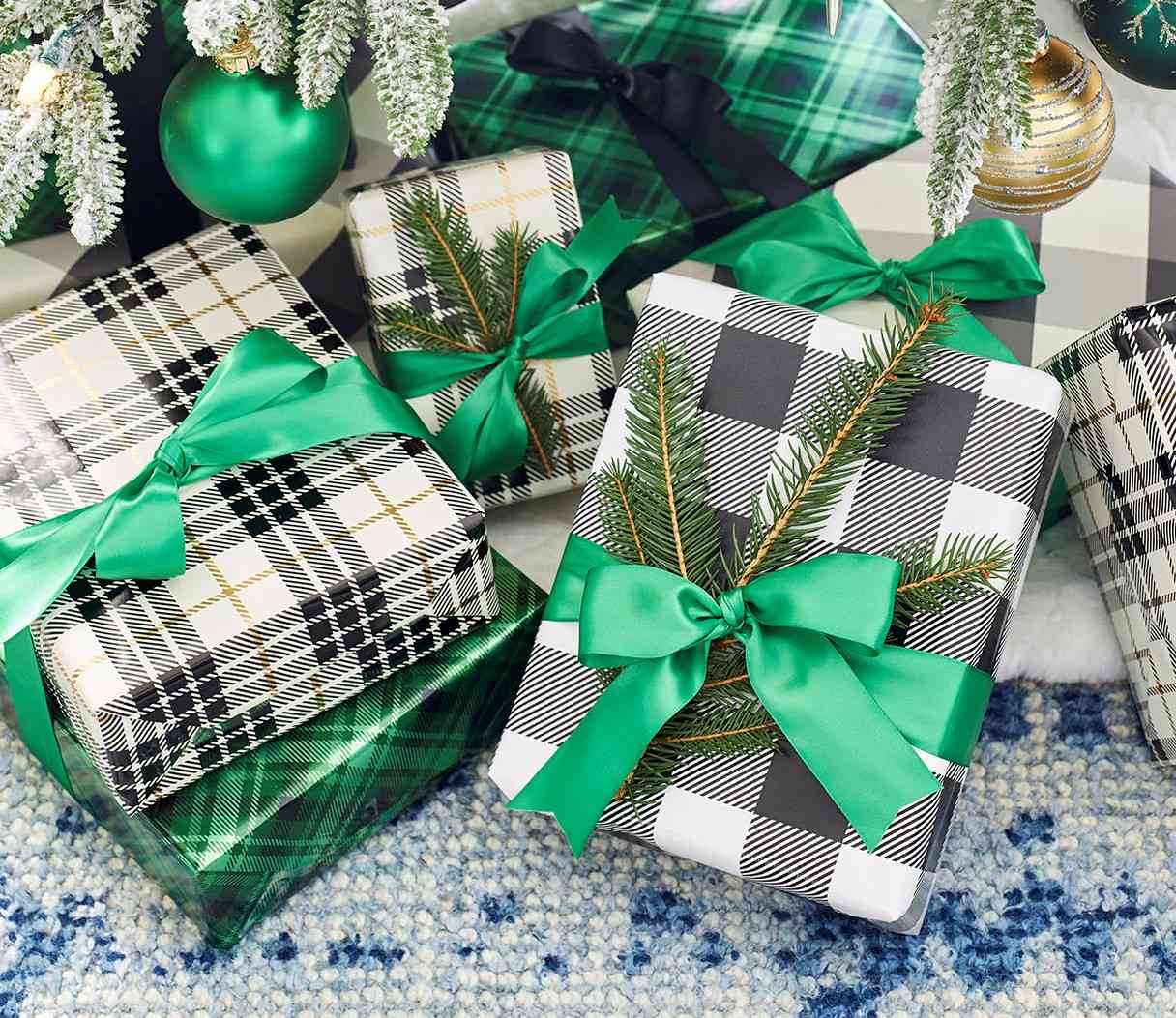 plaid wrapped gifts classic bow