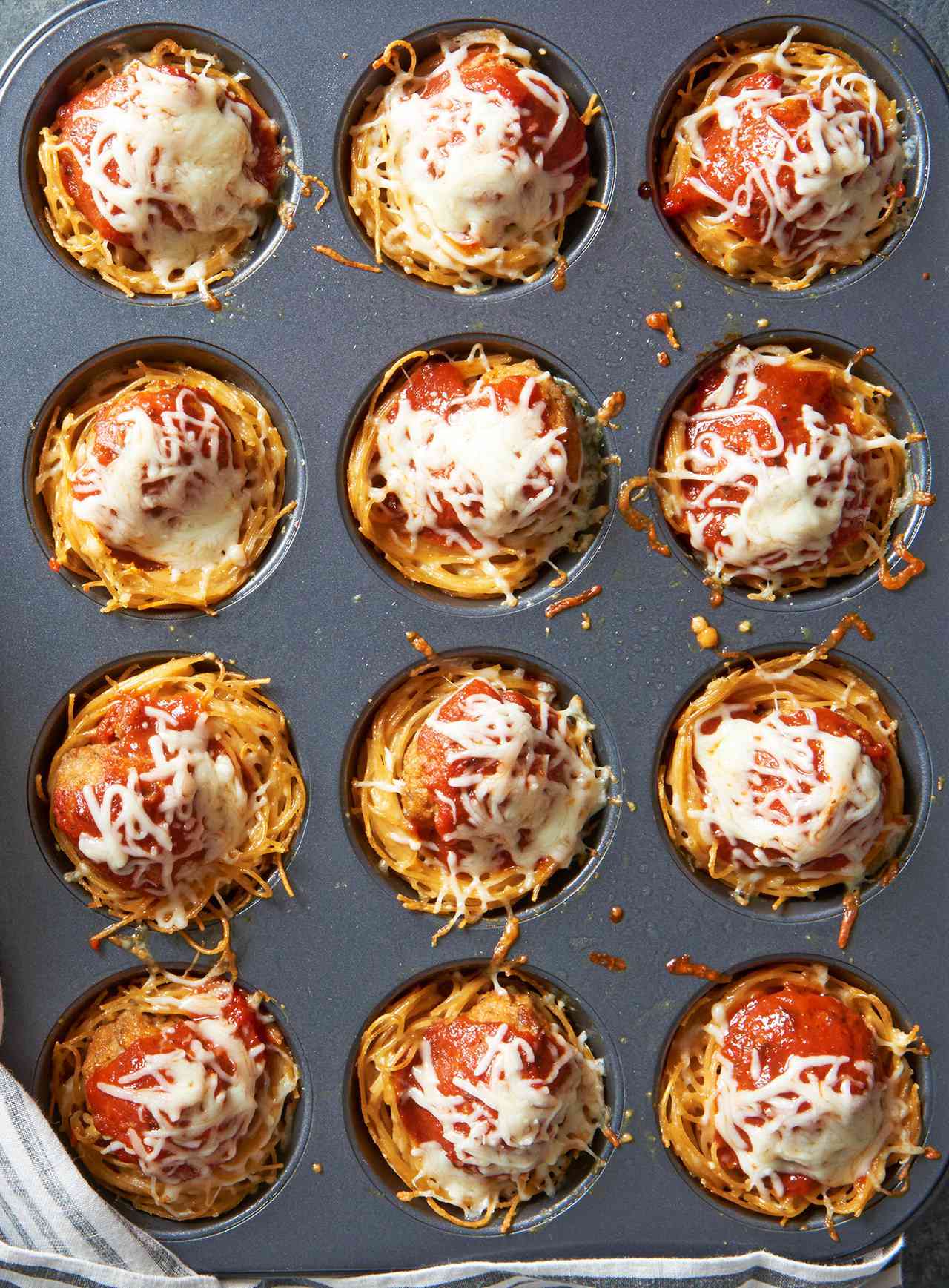 Mini Spaghetti and Meatball Pies 