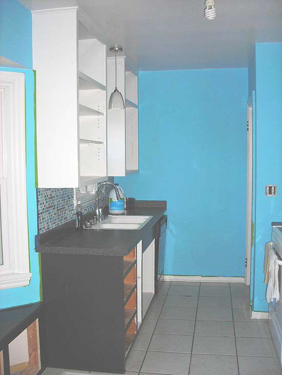 Blue kitchen walls expanded entry