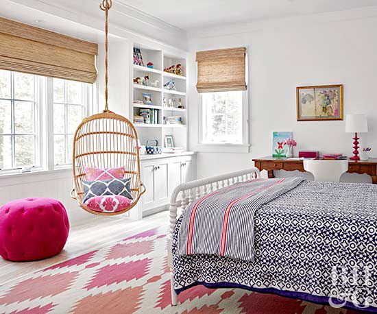 girl's bedroom with blue and pink