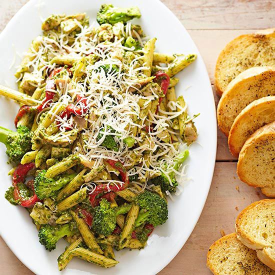 Pesto Penne with Deli-Roasted Chicken