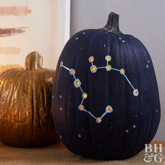 night sky pumpkin with constellations