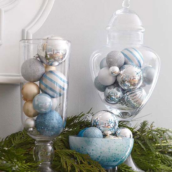 Ornaments in Glass Dishes