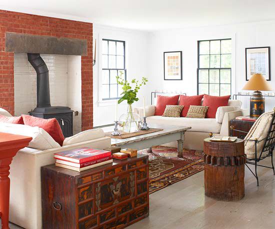 Red Brick Fireplace