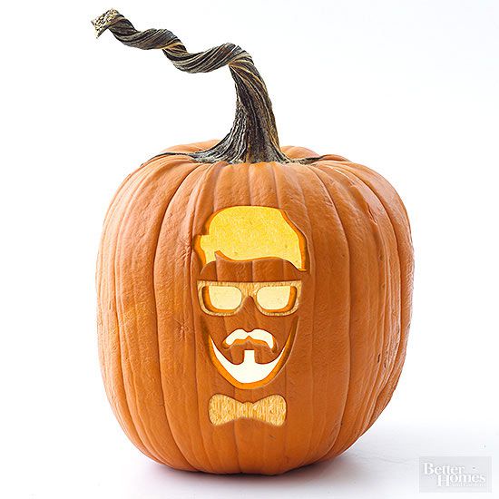 Hipster Guy Pumpkin Stencil