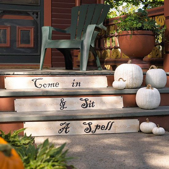 Inviting Front Stairs Halloween Decoration