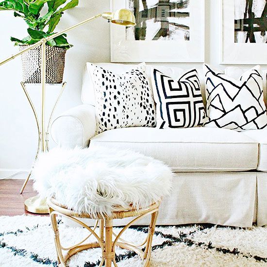black and white painted pillow