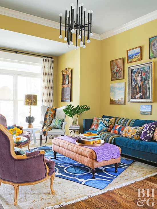 how to decorate your living room with cheery yellow