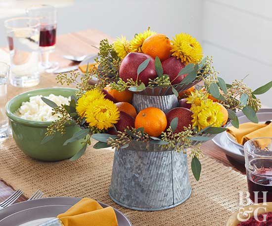 thanksgiving fruit and flower centerpiece