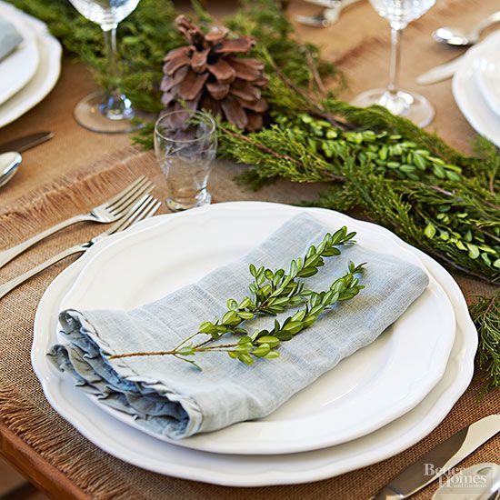 Linen and Greenery Place Setting