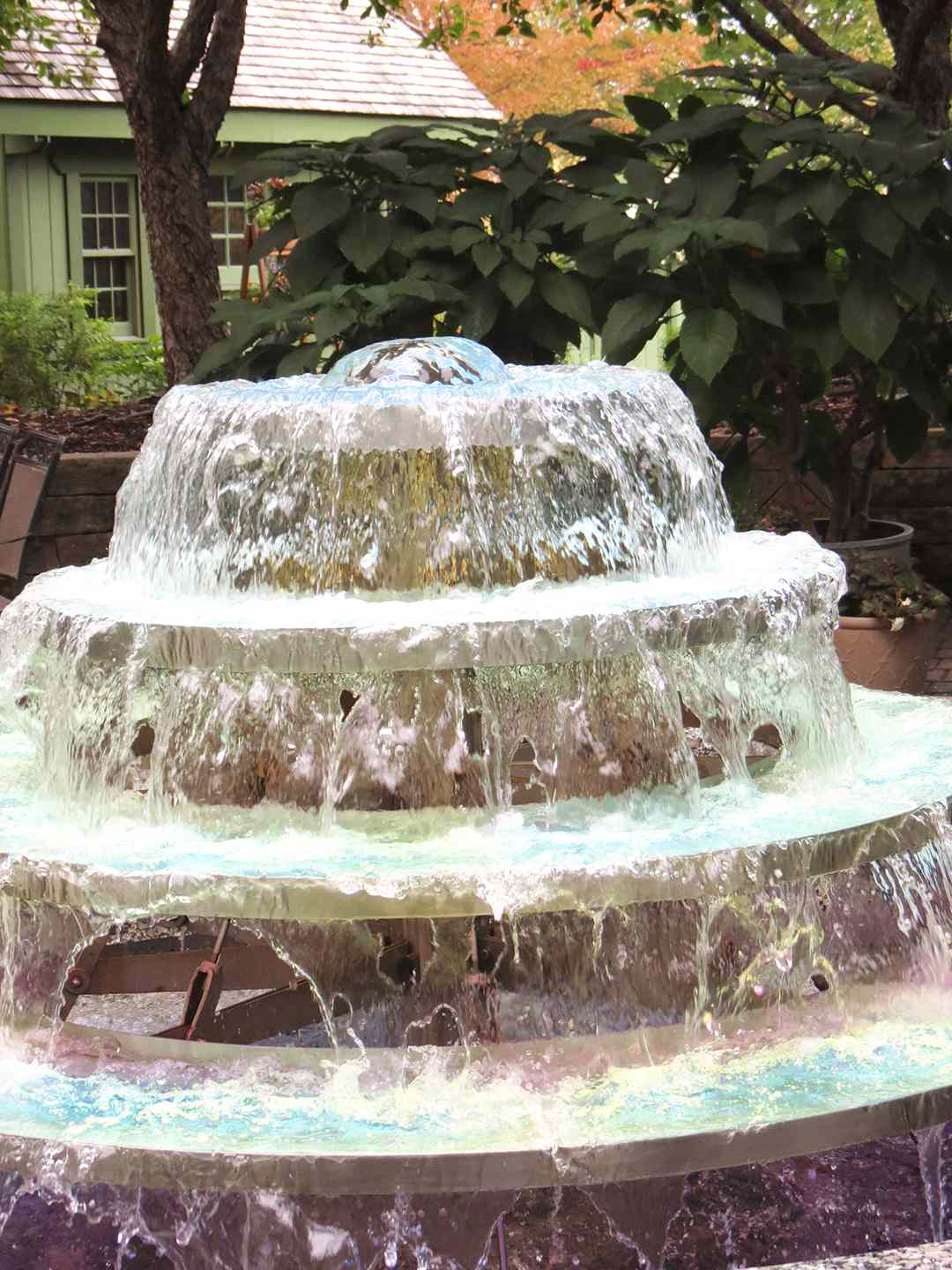 water fountain in Meredith test garden