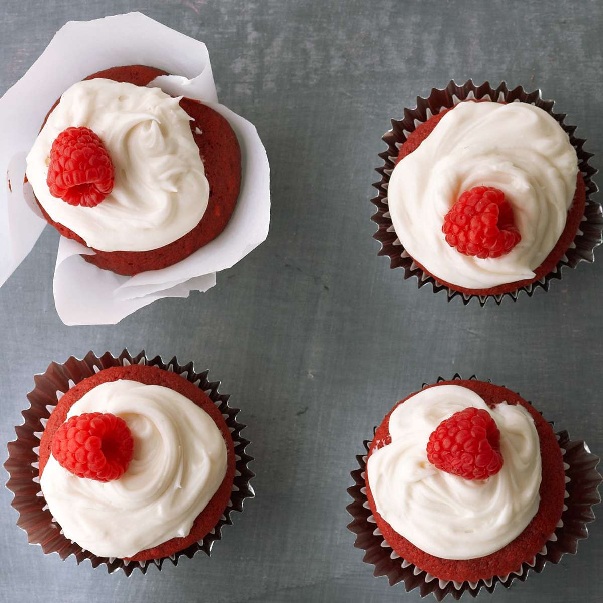 Red Velvet Raspberry Cupcakes 