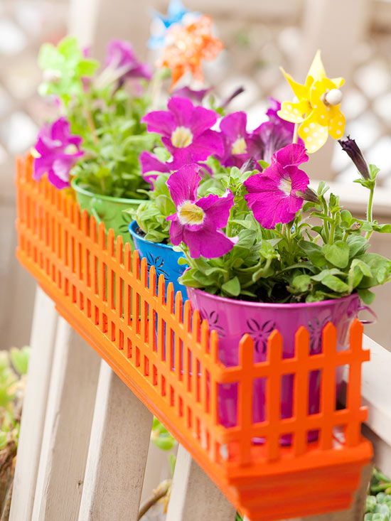 Small window box for potted plants