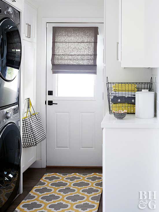 built in stacked laundry units in back entryway