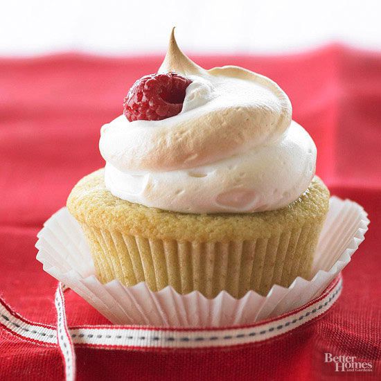 Meringue-Topped Raspberry Cupcakes