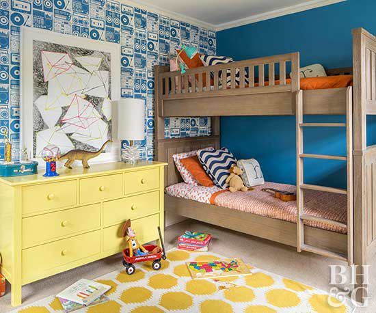 kids room, bunk bed, colorful