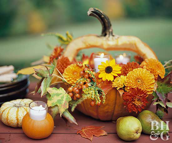 festive autumnal tabletop decor