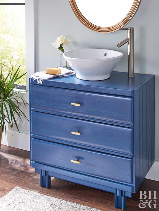 blue sink vanity, vanity, sink
