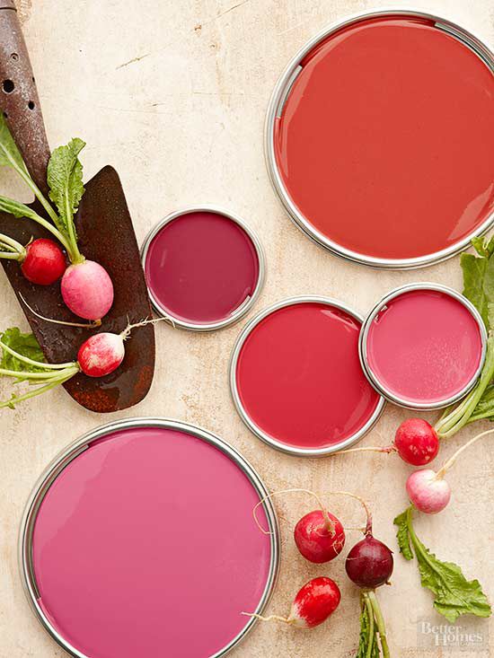 pink and red paint lids