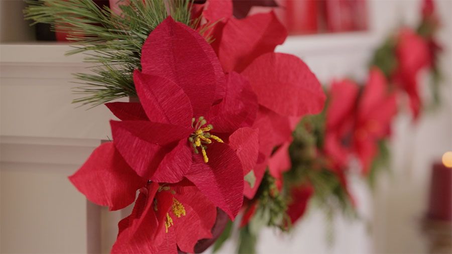 How To Make a Paper Poinesttia Garland