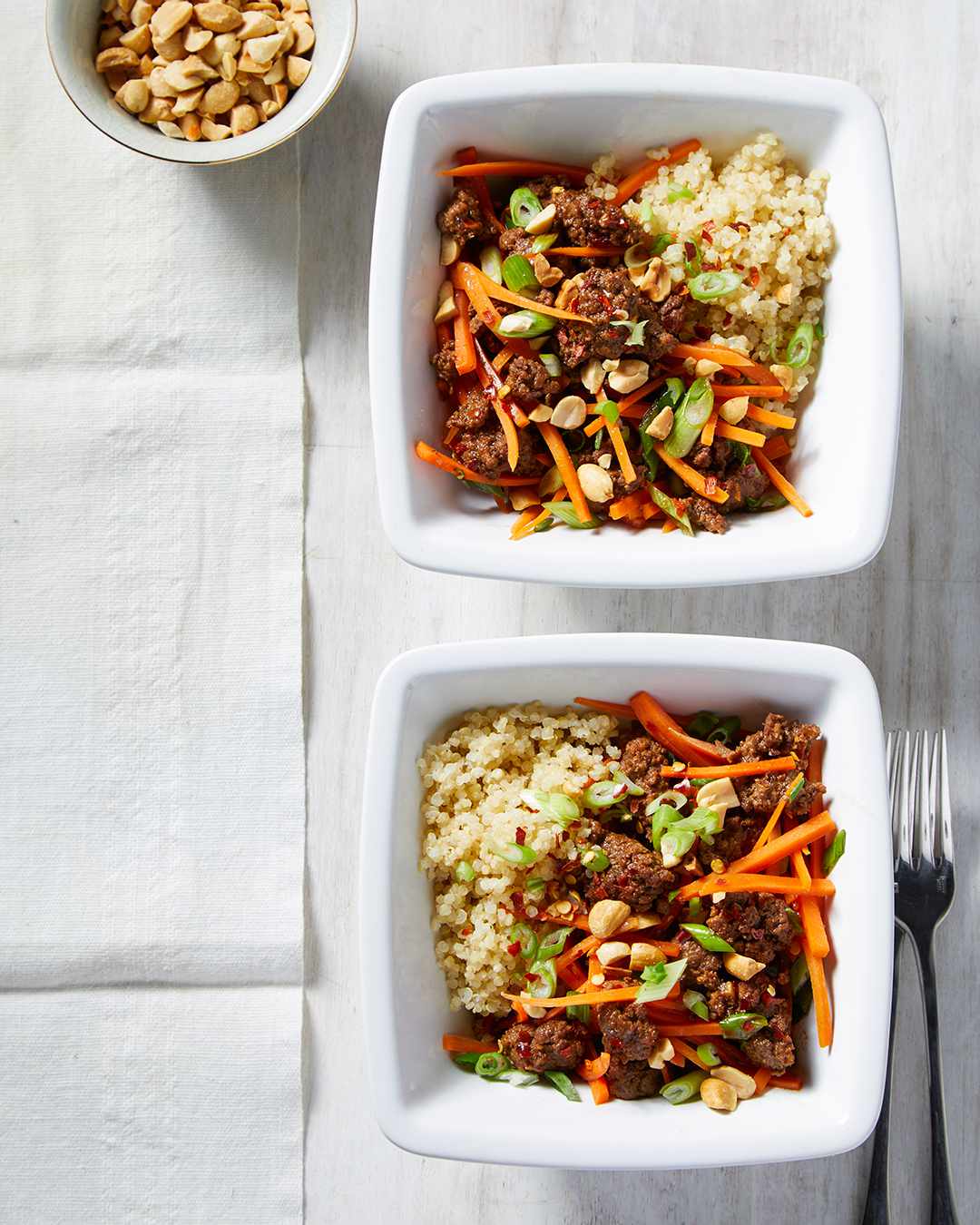 Asian Beef, Vegetable, and Quinoa Bowls