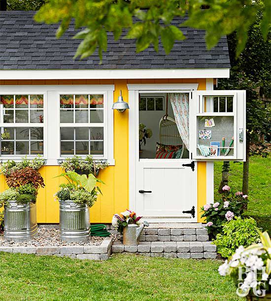 shed exterior with open door