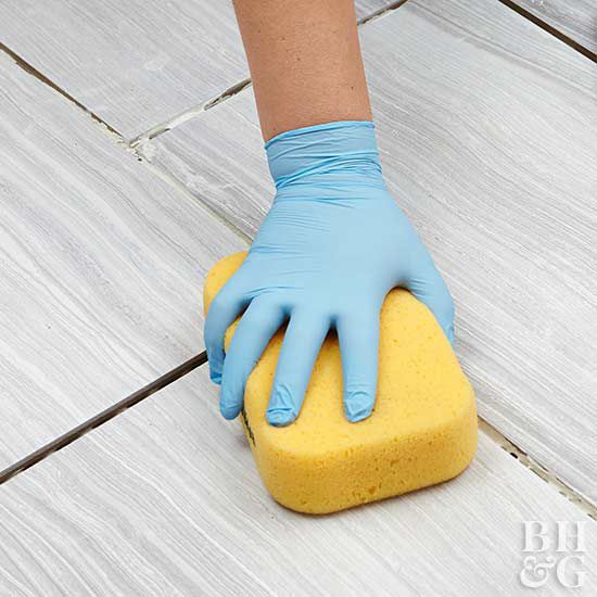 sponge cleaning tiles