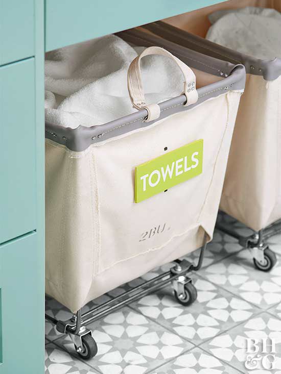 laundry room storage bin towels