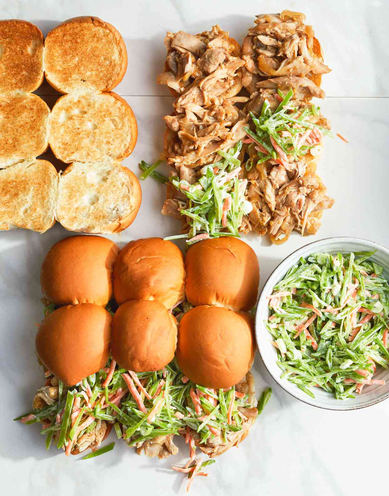 Fast or Slow Asian-Style Chicken Sliders with Slaw